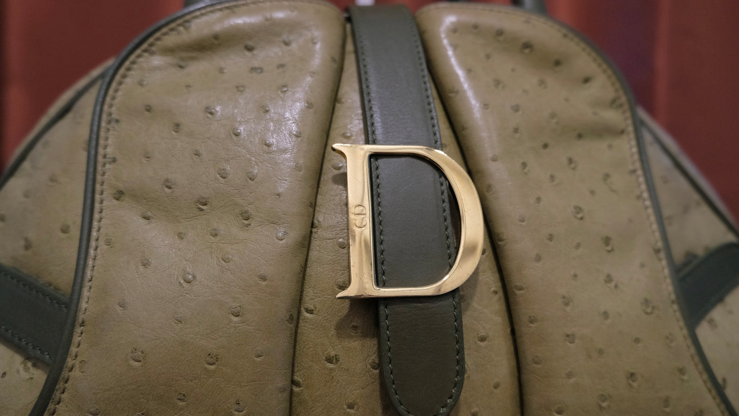 Christian Dior Ostrich Double Saddle Bowler Bag