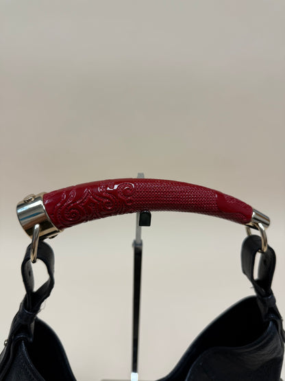 Yves Saint Laurent Mombasa Red Carved Handle Bag