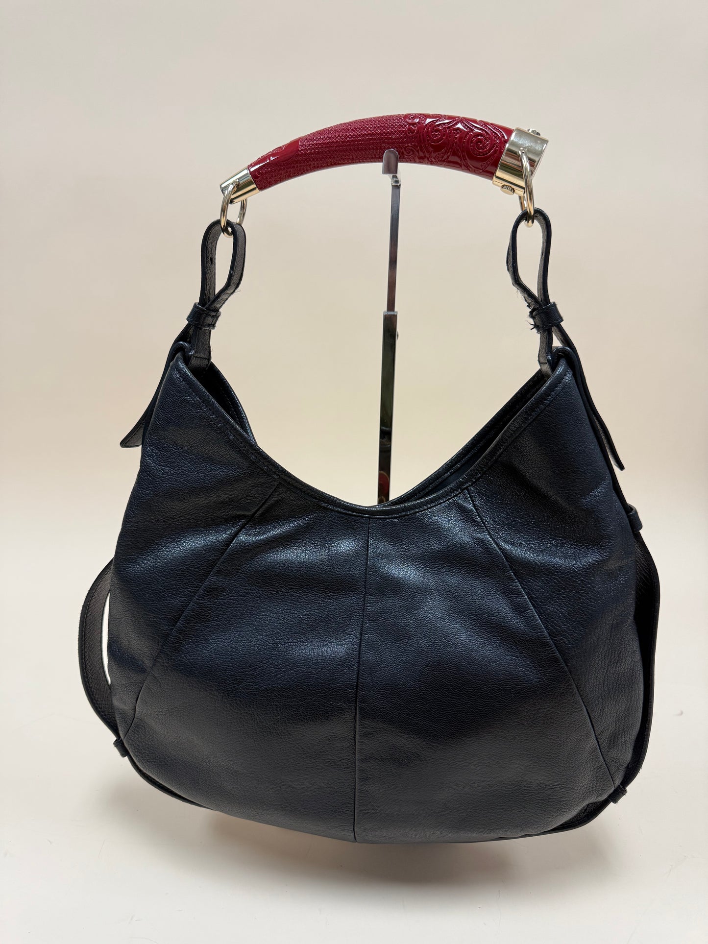 Yves Saint Laurent Mombasa Red Carved Handle Bag