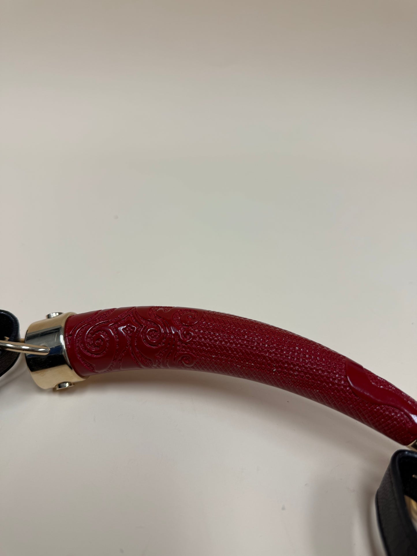 Yves Saint Laurent Mombasa Red Carved Handle Bag